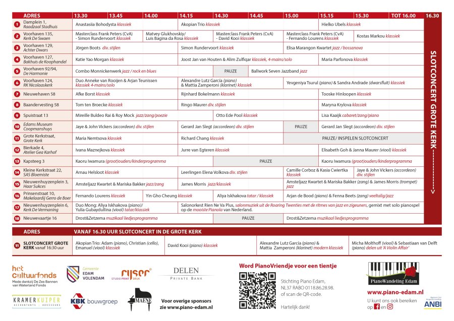 Programma / speelschema 2026